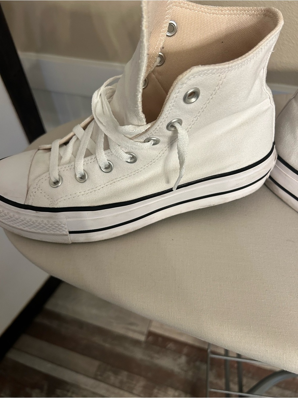 Converse White High Top Chuck Taylor All Star Sneakers - Picture 10 of 11